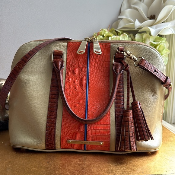 Brahmin Vivian Crossbody Satchel in Pimento Lady Vinyard Set with NWOT Wallet - Picture 1 of 16